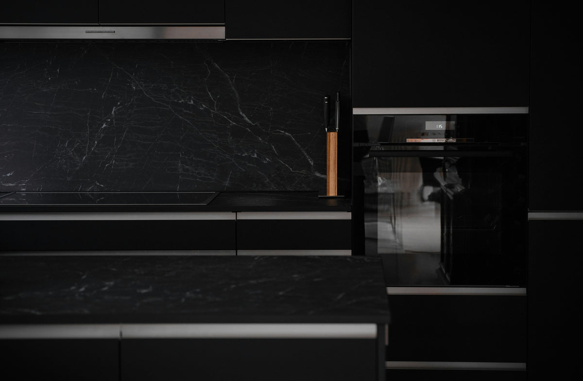 Black stone in the kitchen