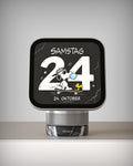 Marble Base aus Nero Marquina unter einem Apple HomeView, Ansicht von vorn