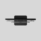 Slate Fusion Stand en pizarra Black Rock para MacBook e iPad, vista lateral con los dispositivos colocados
