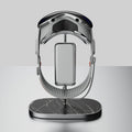 Soporte para Apple Vision Pro con base de mármol Nero Marquina, con un Apple Vision Pro colocado