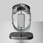 Soporte para Apple Vision Pro con base de mármol Nero Marquina, con un Apple Vision Pro colocado