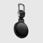 AirTag Hülle aus Nero Marquina Marmor mit weißen Adern, Rückseite mit Karabiner