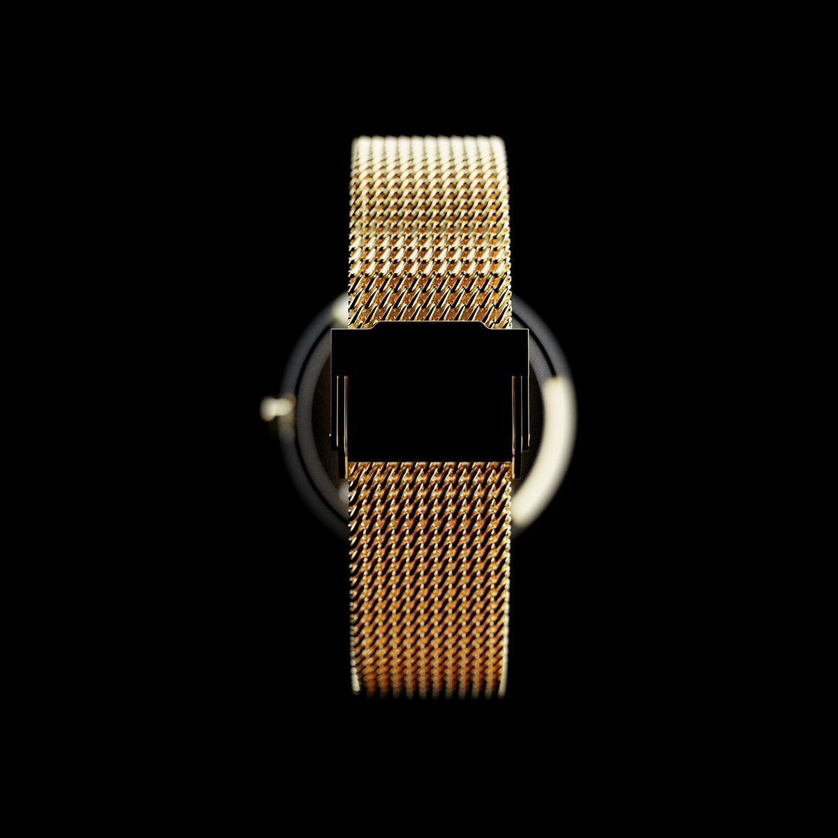 ROXXLYN Marble Watch mit Nero Marquina Zifferblatt und goldenem Milanaise-Armband, Milanaise-Armband mit Schließe