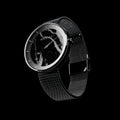 ROXXLYN Marble Watch with Nero Marquina dial and black Milanese strap, angled view of case and strap