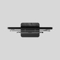 Slate Fusion Stand en pizarra Black Rock para MacBook e iPad, vista baja con los dispositivos colocados