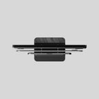 Slate Fusion Stand en pizarra Black Rock para MacBook e iPad, vista baja con los dispositivos colocados