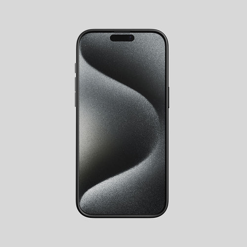 Funda de iPhone en mármol Nero Marquina auténtico, vista frontal con la pantalla encendida