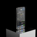 iPhone Hülle aus blauem Lapislazuli, Vorderansicht mit eingeschaltetem Display