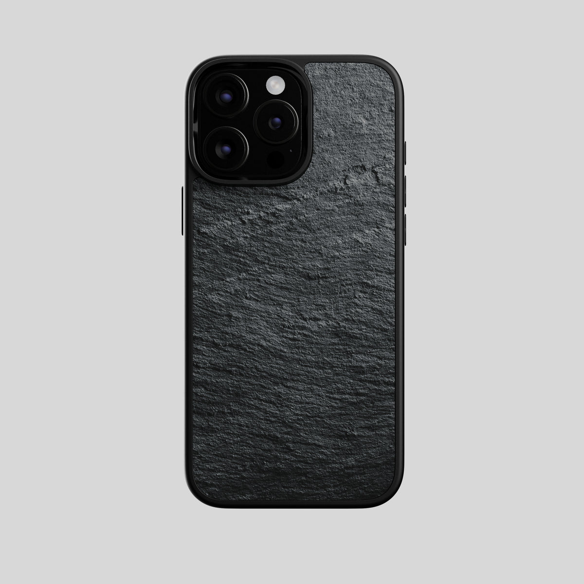 iPhone Hülle aus Black Rock Schiefer, gerade Rückansicht der Steinfläche