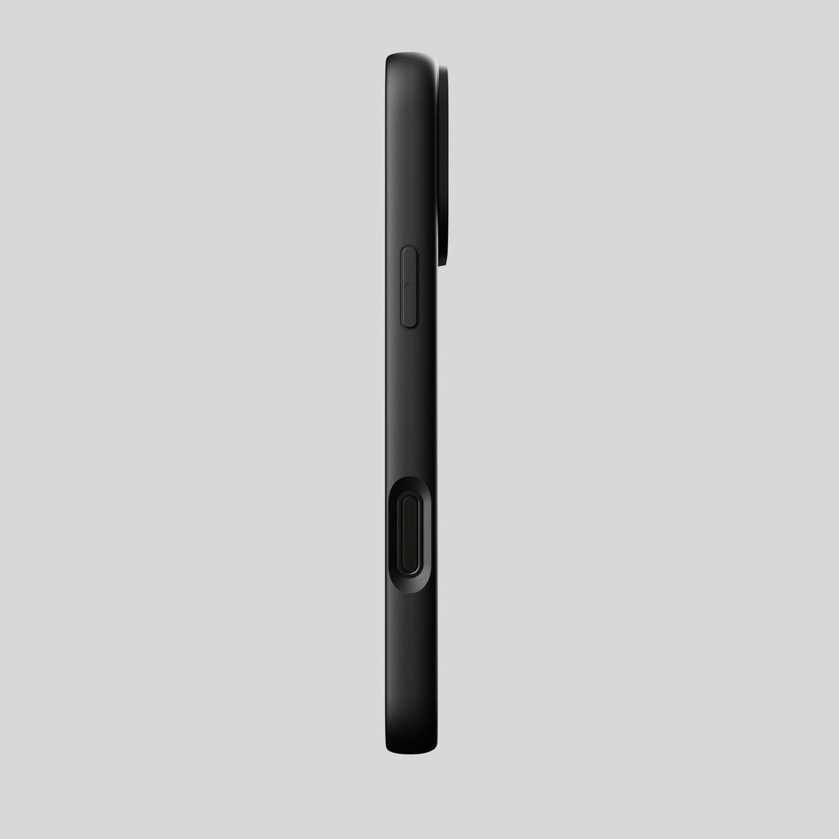 iPhone Hülle aus Black Rock Schiefer, Seitenansicht mit den Tastenaussparungen