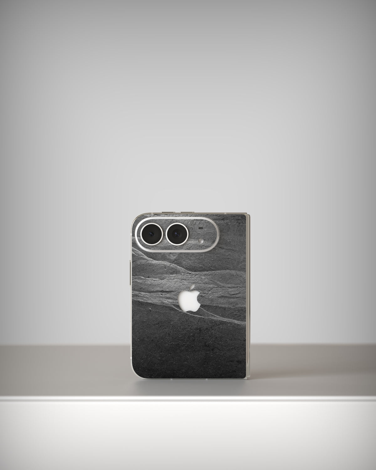 iPhone Duo with the Slate Skin Black Rock – back in genuine slate, front view