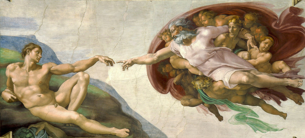 Die Hände Gottes und Adams aus Michelangelos Erschaffung Adams